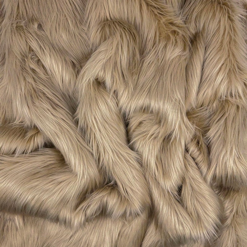 Barcelonetta | Faux Fur Fabric | Faux Craft Fur | Fake Fur Fabric Material for Costume, Decoration, Fun | Fluffy, Fuzzy | Long Pile, Shag, Mohair | Plush Artificial Fur (Beige, Half Yard) - Image 1